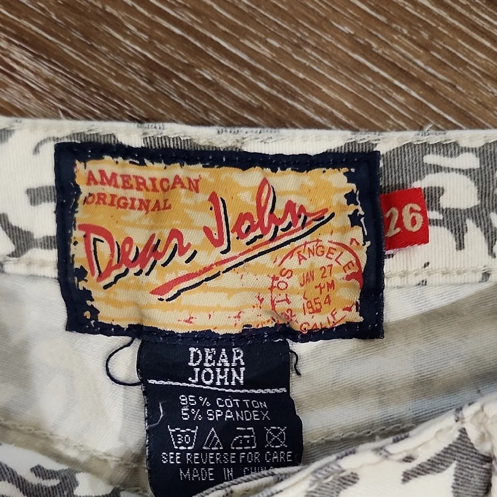 Dear John Off White Grey Womens Floral Cropped Ankle Jeans Low Mid Rise Sz 26 - Picture 2 of 10